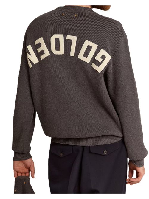 Golden Goose Maglione girocollo da uomo in cotone grigio scuro con logo sul retro Golden Goose | GMP00841P00066260304